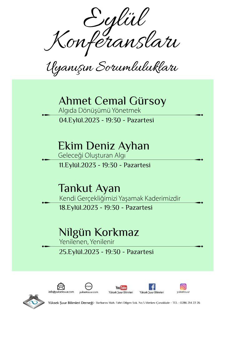 Eylül 2023 Yukseksuur konferansları